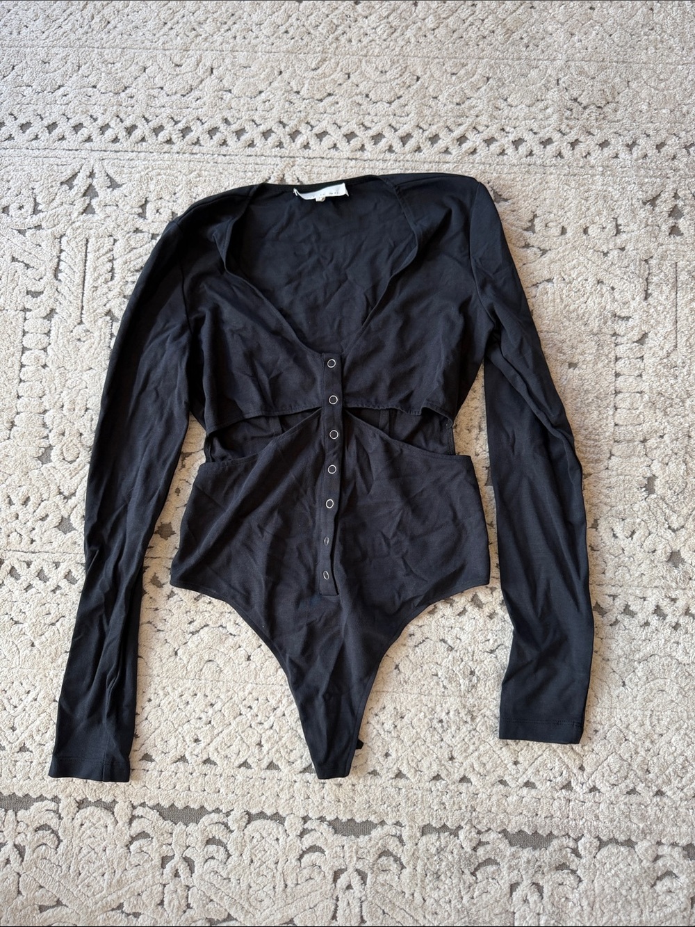 Fleur du Mal Black Long-Sleeve Snap-Front Bodysuit